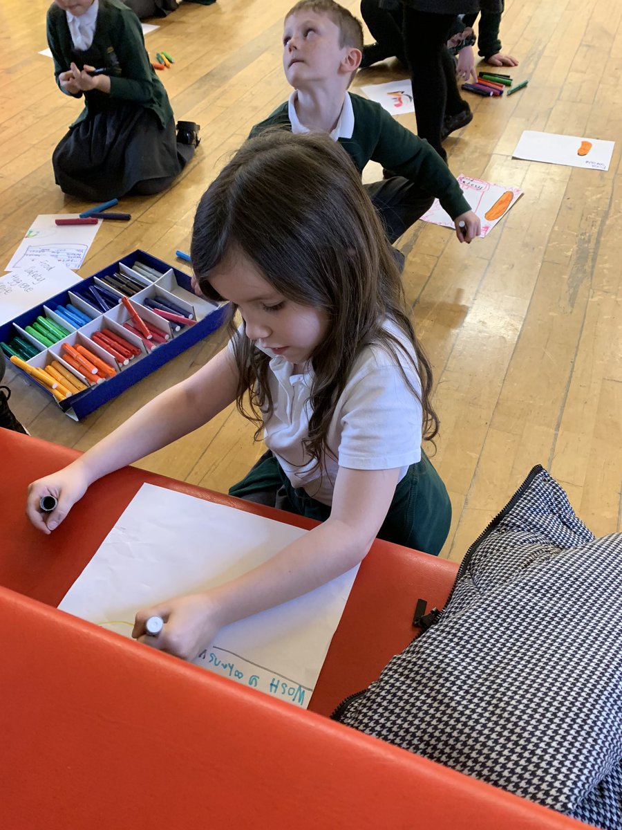 HawthornPrimary's tweet photo. We had a wonderful last #BakeOffClub tonight! Instead of making food, we made posters all about food hygiene! Even Miss Francis joined in! https://t.co/Oy4OxmWRU8