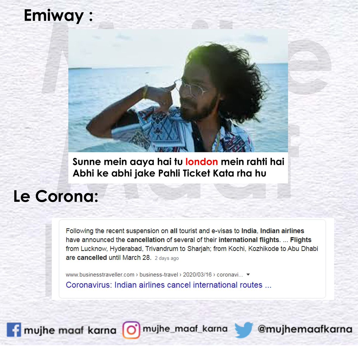 mujhemaafkarna's tweet photo. #coronavirus #coronacase #emiway #flights #allflights #cancle 
#newmemelover 
#Followme 
#sharemypost
#please
#Likemypage https://t.co/ZeKq2xoEOd