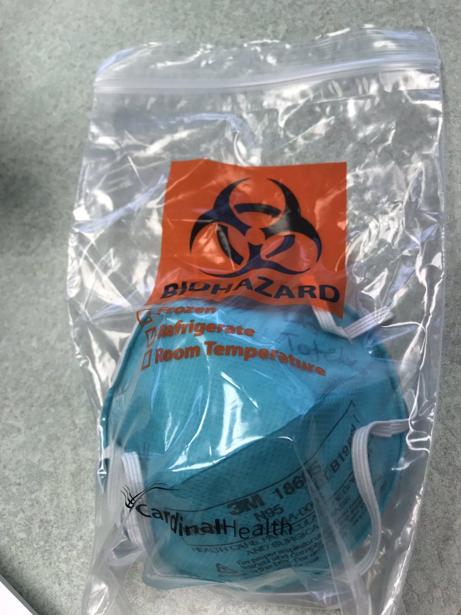 #GetMePPE This is my one N95 mask. I have been instructed to preserve it for up to 30 days by covering it with regular surgical masks which are also on critical shortage. The supply chain should not have crumbled. Our patients deserve better! We deserve better!
