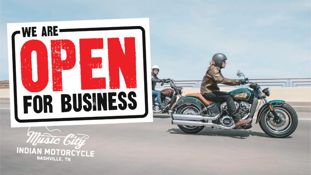 MusicCityIndian's tweet photo. We Are Open! @musiccityindianmotorcycle #indianmotorcycle #indianmotorcycles #nashville #musiccity https://t.co/bWkCRsP2WC https://t.co/hZ9Zz7YtAY