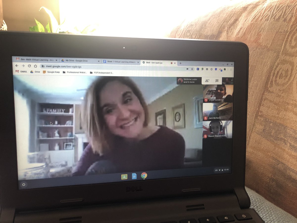 A productive morning on Google hangouts. First a staff meeting and then a class meeting with <a href="/MrsCMcCray/">Christy McCray</a>, our missed fourth graders, and a special appearance from <a href="/Harmony_NJ/">Erik M. Paulson</a>. 💻 ❤️