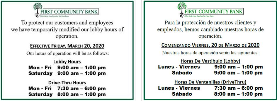 fcbrgv's tweet photo. Please see updated lobby hours notice below. We are here to serve our customers! #RGVhome #community https://t.co/iiSkZnAwYc
