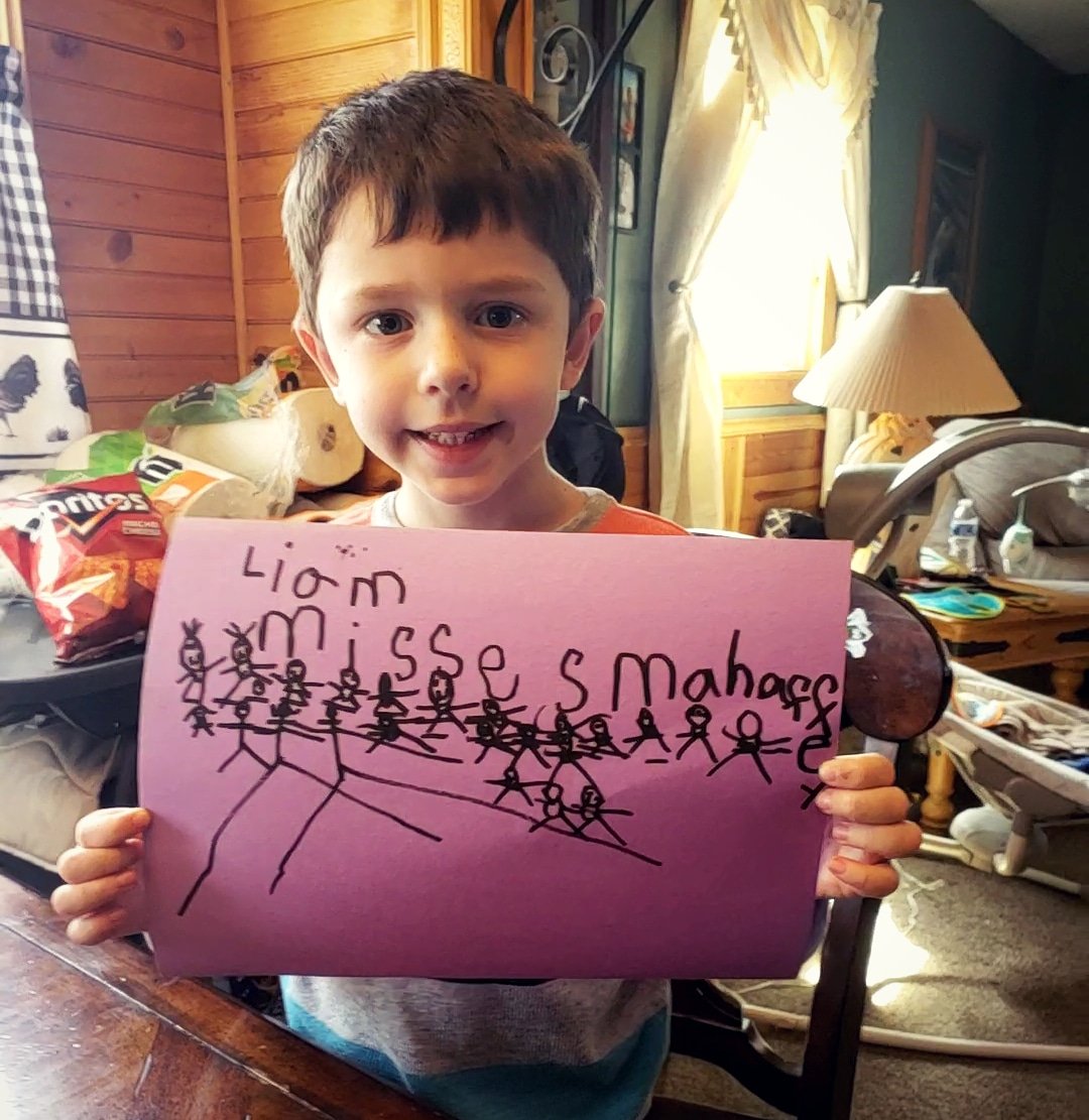CKing3459's tweet photo. Liam Vitale's Card Challenge! He drew him and his classmates for his teacher 🙂 @Mrs_Mahaffey_WD @Willow_Dale_ES #pumapride #TeacherAppreciation https://t.co/FhM3fiSL7x