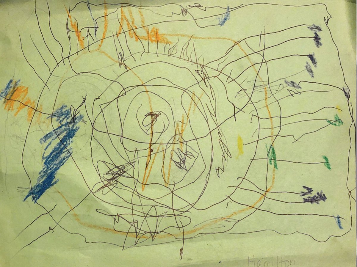 ht_cox's tweet photo. Thank you for the “Lunch Doodles” @MoWillems.  The kids love it, even in their pajamas.  Day 1 artwork attached @The_Pigeon https://t.co/LQtQjYOozy