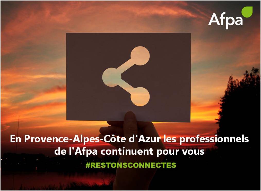 AFPA_PACA's tweet photo. #restonsconnectes Dans @MaRegionSud on garde le lien avec vous
Les centres #Afpa sont fermés mais les formations sont assurées à distance. #Marseille #Istres #Toulon #Avignon #Gap05 #Cannes #Nice 

Si besoin notre page d'info est actualisée 24h/24h ici :

https://t.co/WJKjNJsLLY https://t.co/6tbZMmCZNt