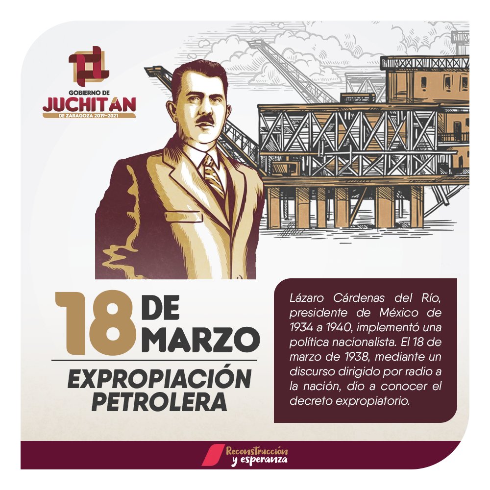 gobjuch's tweet photo. Hoy conmemoramos 82 años de la expropiación petrolera.

#PresidenteEmilio https://t.co/vI6gx0BPQh