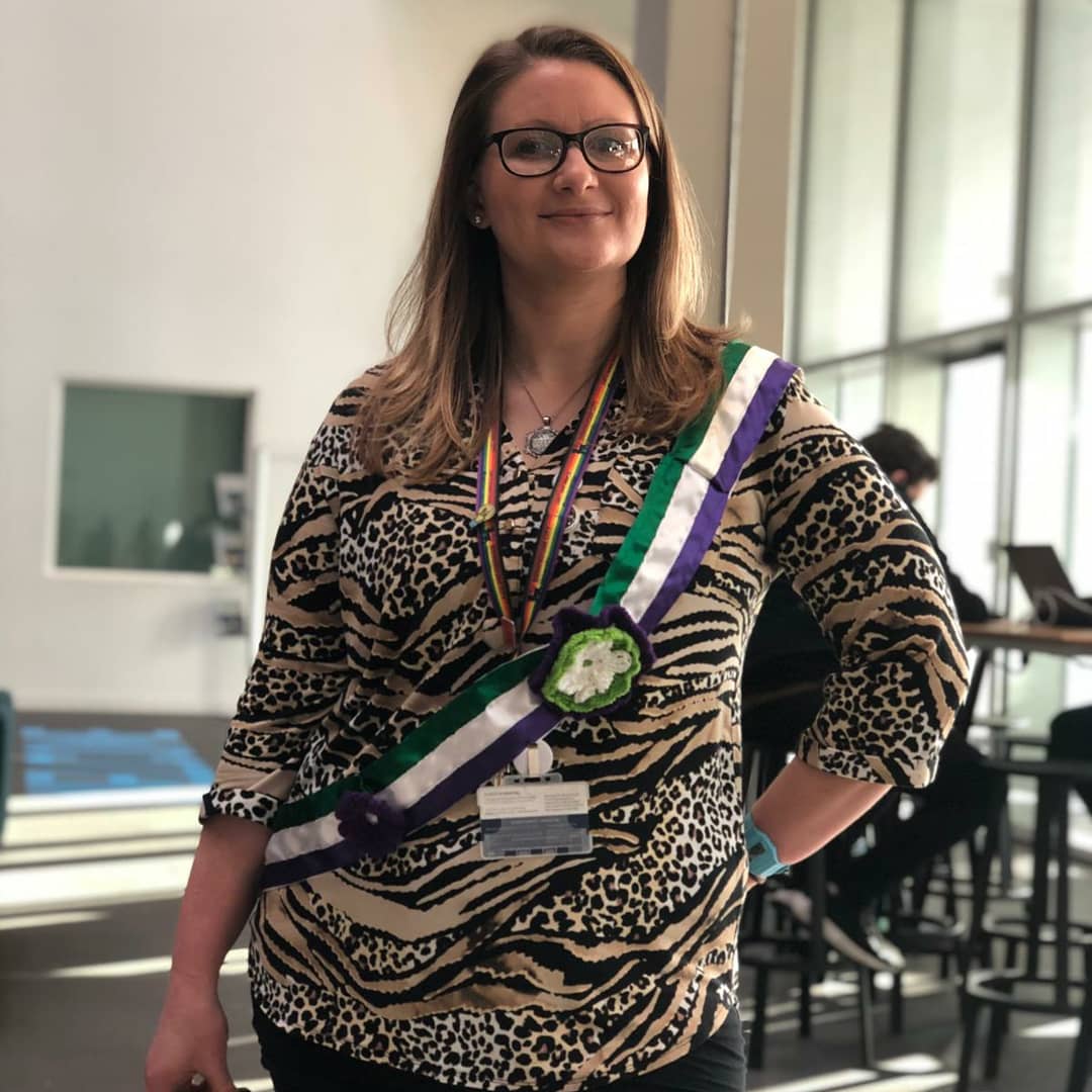 XChange2020's tweet photo. #coronavirus and #remoteworking have now compromised #ShowTheSash for most. So here's a thread featuring a selection of #sashers photos to mark #VotesForWomen @myBCU #IWD2020 https://t.co/QzlI7siX3V