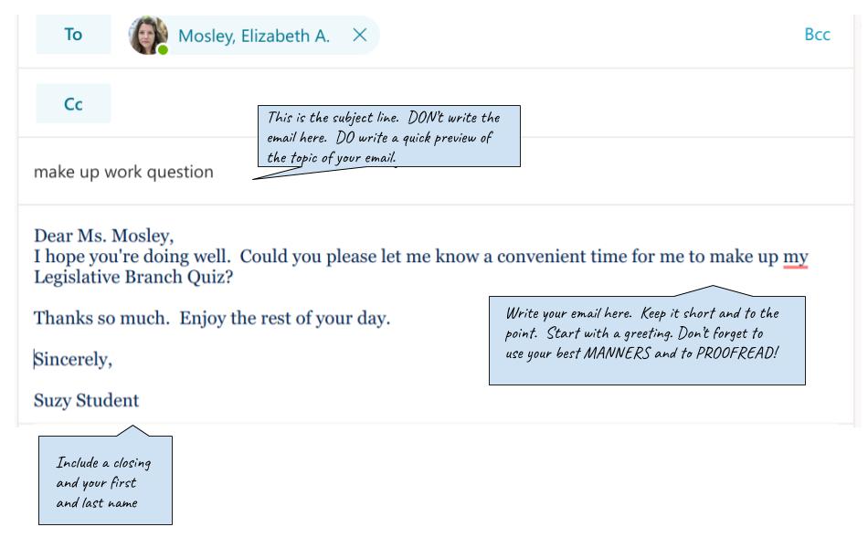 BethAMosley's tweet photo. Dear Students,
You're going to be emailing your teachers a lot during your distance learning.  Here's how we like those emails to look.  

Sincerely,
Your Teachers https://t.co/99PeGp27FW