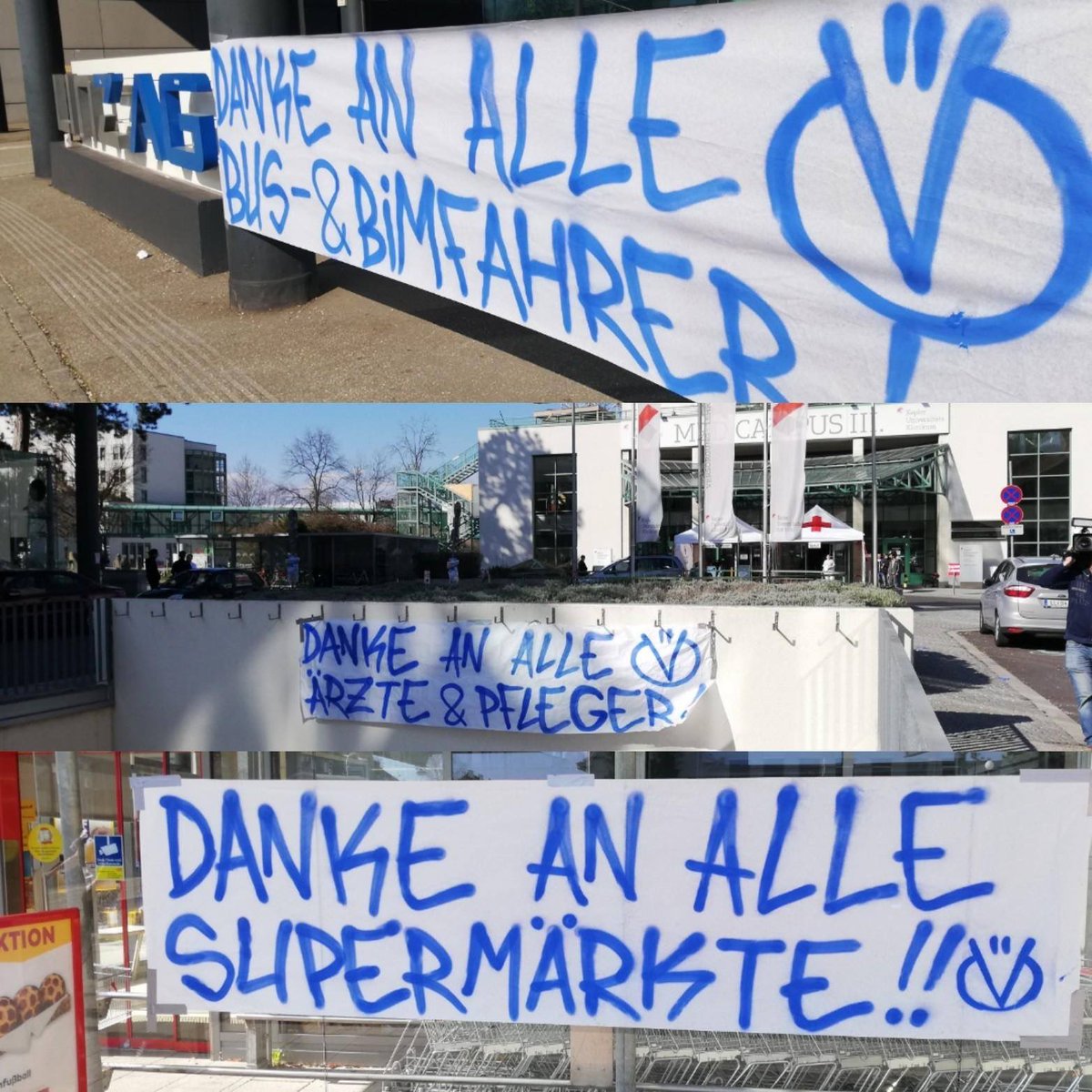 Auch vom Vorstand, der Geschäftsführung, allen Betreurinnen sowie unseren Mitarbeiterinnen und Spieler des FC Blau Weiß Linz: Ein herzliches DANKE an alle, die nun aufopfernd für unsere Stadt und deren Menschen sorgen! Wir werden das nicht vergessen, das ist ein Versprechen!