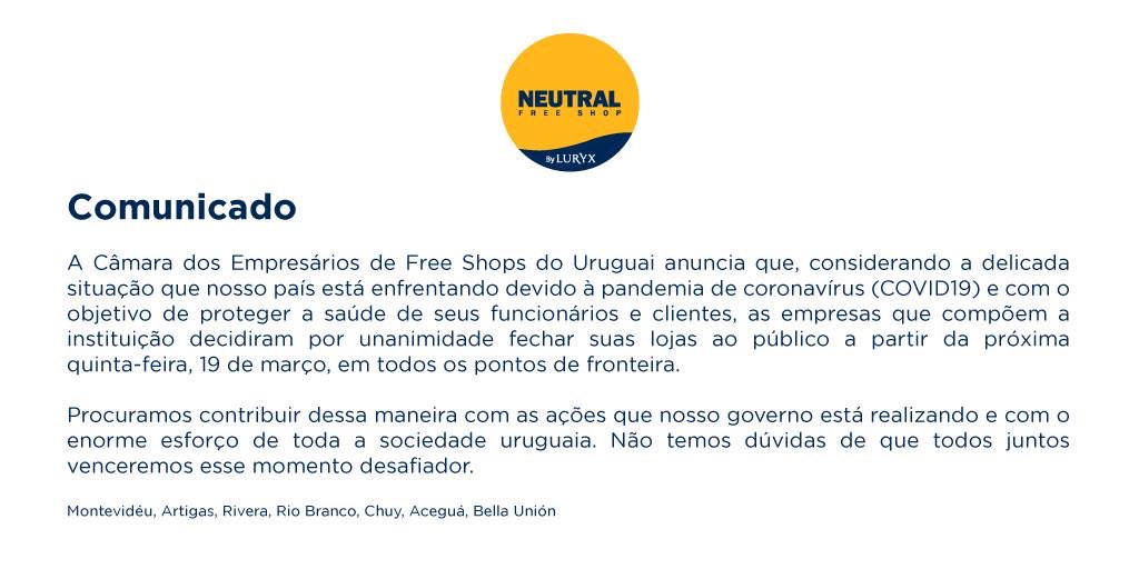 NeutralDutyFree's tweet photo. Comunicado. https://t.co/sBSBnHxdCR
