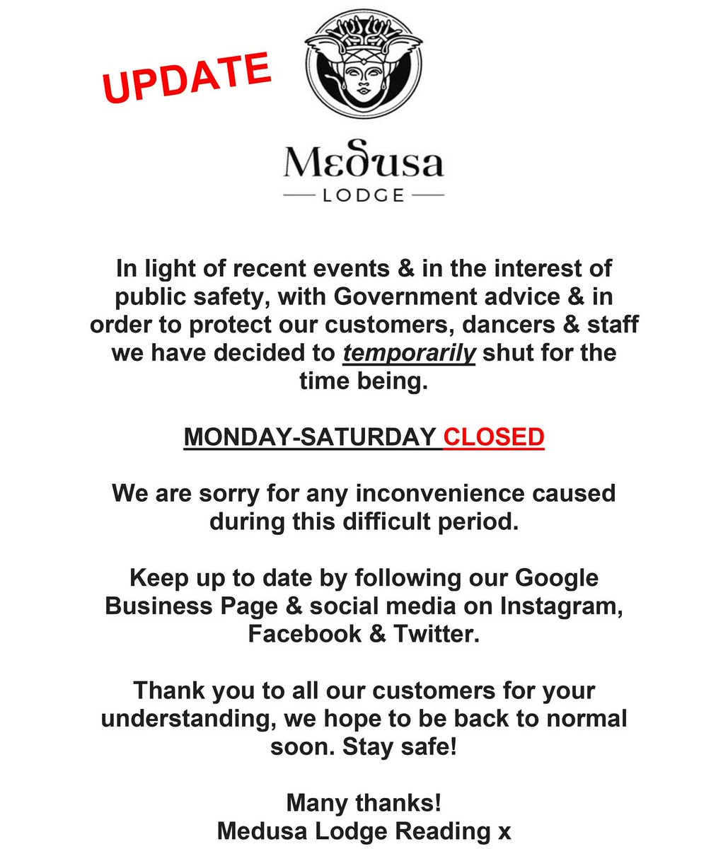 lodgereading's tweet photo. New update! Stay safe everyone! We will be back!

#Reading #gentlemensclub #exclusive #stripclub #strippers #nightlife #stripper #stripperlife #dancers #stripclublife #clubbing #music #club #bottleservice #poledance #sexy #poledancing #drinks #instagood #poledancers #bar #alcohol https://t.co/iovHWkV8Ew