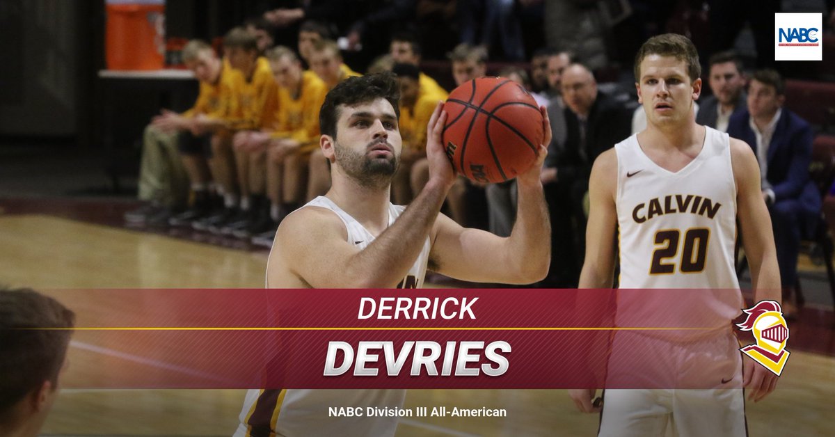 CalvinKnights's tweet photo. Congrats to Derrick DeVries of @CalvinMensBball for receiving NABC Division III All-America honors! https://t.co/kgM10b9IkE https://t.co/y5DuChEHYW