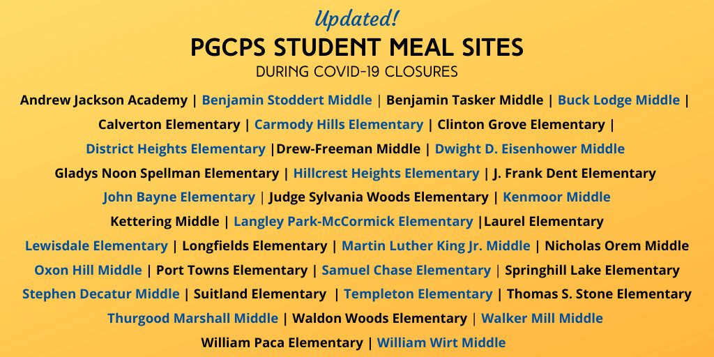 Updated PGCPS Meal Sites Updated PGCPS Meal Sites