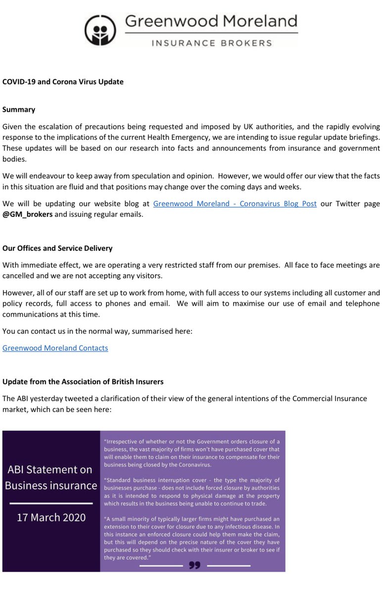 GM_Brokers's tweet photo. An update for insurance implications of COVID-19 - Corona Virus. Please contact us with any questions and we’ll do our best to answer. https://t.co/sHkknIrz16