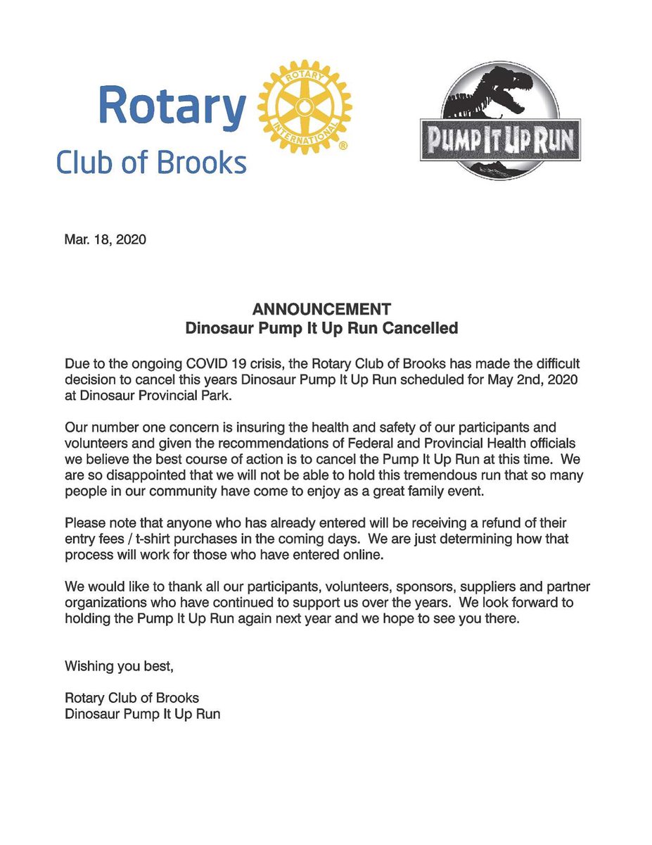 We are very disappointed to announce that this years run has been cancelled.  Please read the statement below and share with your followers.