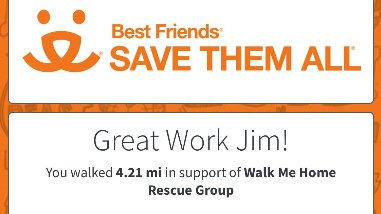 WalkMeHome_RG's tweet photo. Our first @ResQwalk participant - #walking , #running, #biking - #outside - Don't let the #coronavirus get you down. #GetUp and #Help our #rescuedogs! Don't let #stress set in; #ExerciseIsMedicine! #AdoptDontShop #Dog  Download the app and #support  Walk Me Home Rescue Group https://t.co/RjZ1SQsc9e