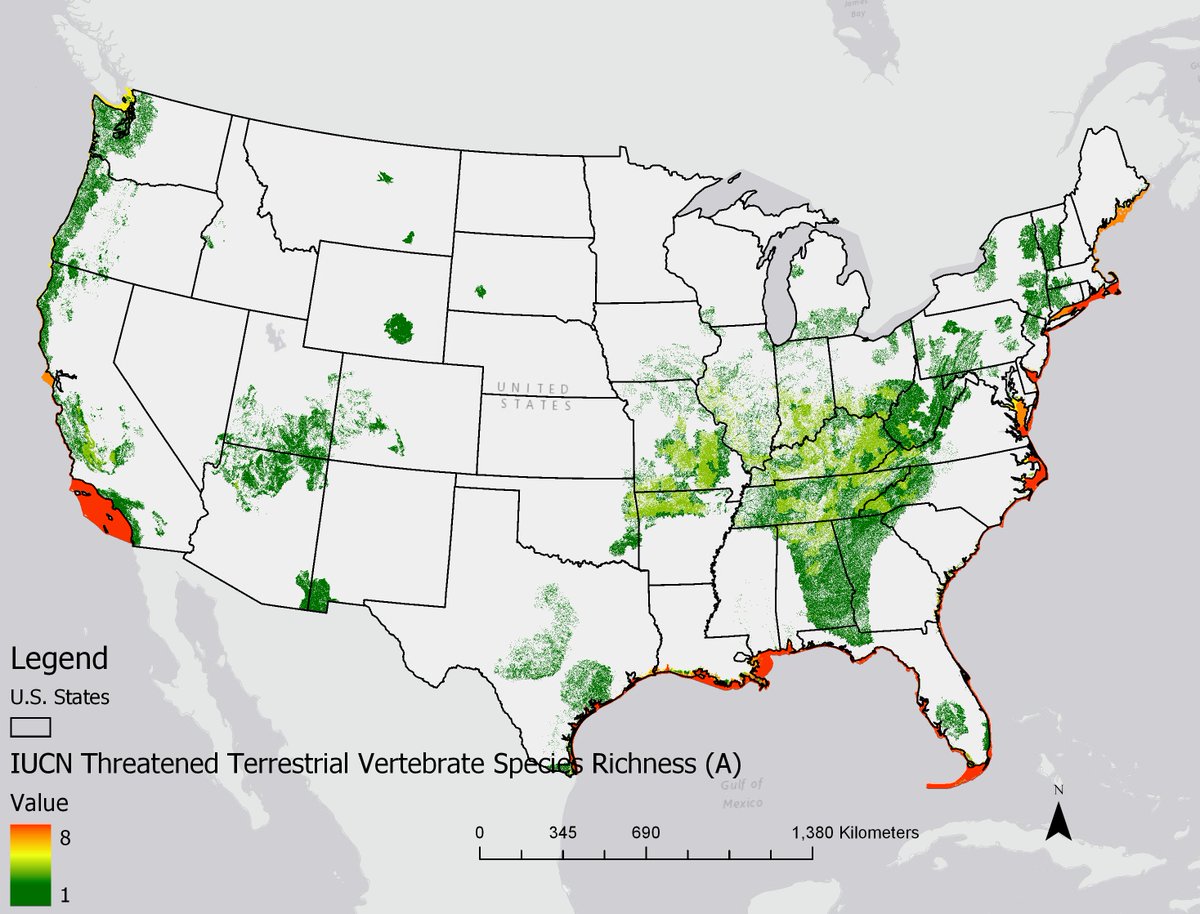 CASE_NMSU's tweet image. IUCN Red List Species Richness created by CASE in cooperation with USGS, EPA, and NCSU.  
#Biodiversity #EcosystemServices #BiodiversityConservation 
#GapAnalysisProject: on.doi.gov/2OORrbK 
#EnviroAtlas: epa.gov/enviroatlas
GAP Report: bit.ly/3aJnbaA