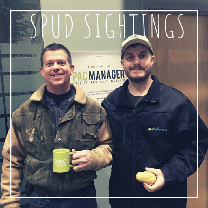 SpudSoftware's tweet photo. Caleb recently took his dad on a tour of the office! He left with some sweet Spud swag! https://t.co/3pIeVPwhnE