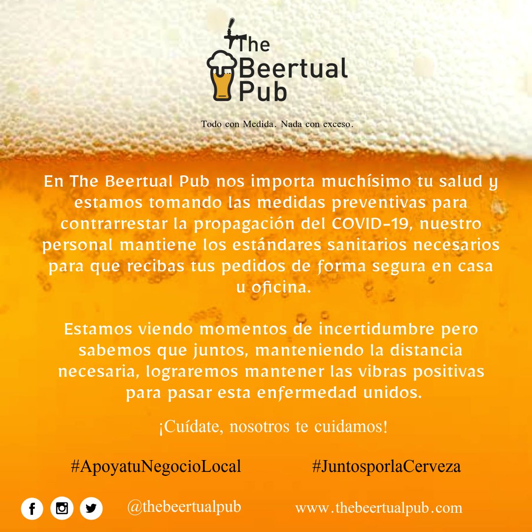 TheBeertualPub's tweet photo. 🍻 Chingona, como la cerveza mexicana, así es la gente mexicana y juntos vamos superar esta emergencia sanitaria 🤝😷🌎
¡Cuídense, que nosotros los cuidamos!

#TheBeertualPub #ApoyatuNegocioLocal #JuntosporlaCerveza #consumelocal #cervezaartesanal #COVID2019 #mexico https://t.co/8iv8HKiiOn