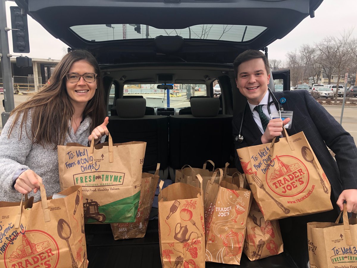 “Rising rising” Chiefs delivering *individually wrapped* snacks to all @MayoMN_IMRES work rooms! Hoping to bring a smile (and plenty of carbs!) to all of our awesome residents 😎 #COVID19 #ResidentWellness #CostcoLife