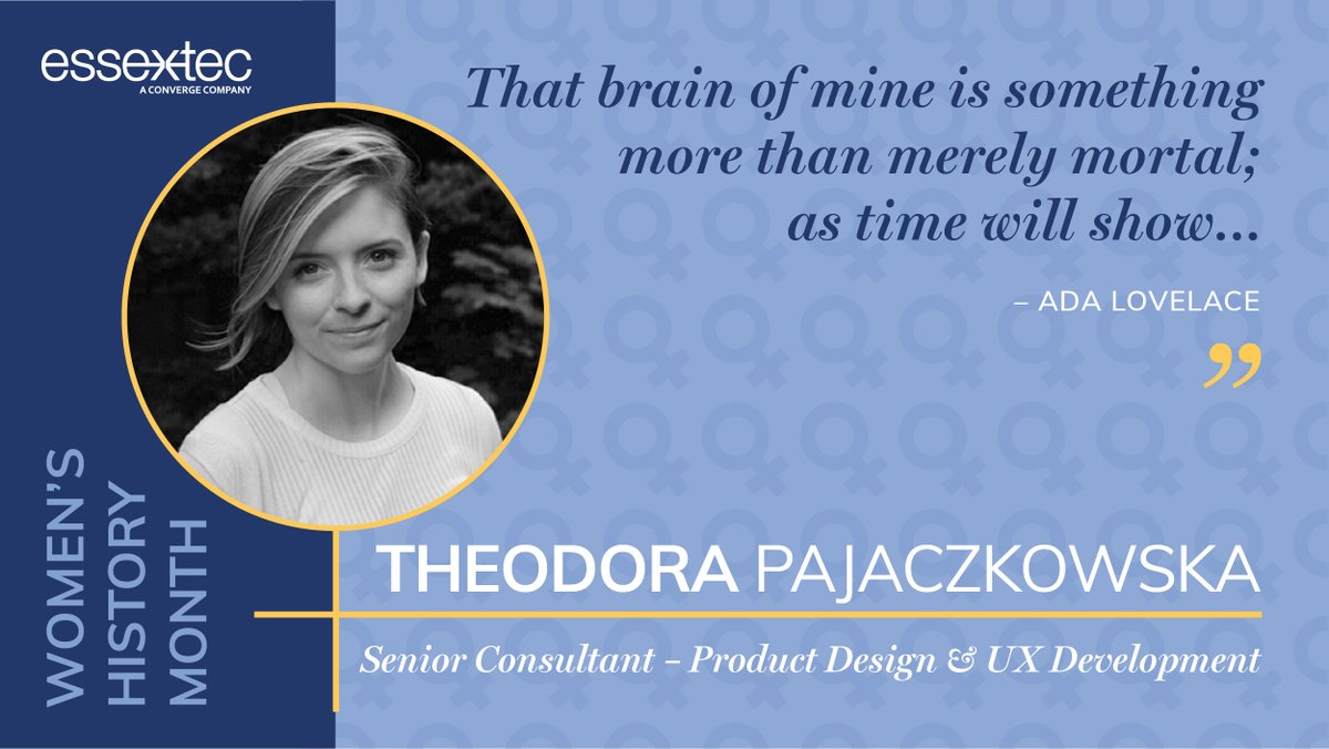 ConvergeTSC's tweet photo. Passionate about both art & tech, Theo Pajaczkowska excels as Sr Consultant for Product Design & UX Development at @Essextec, A Converge Company. Follow this link to read about her and the women who inspire her! #ConvergeWomenInTech #WomensHistoryMonth
https://t.co/09zeLegwQi https://t.co/XuORwWz97J