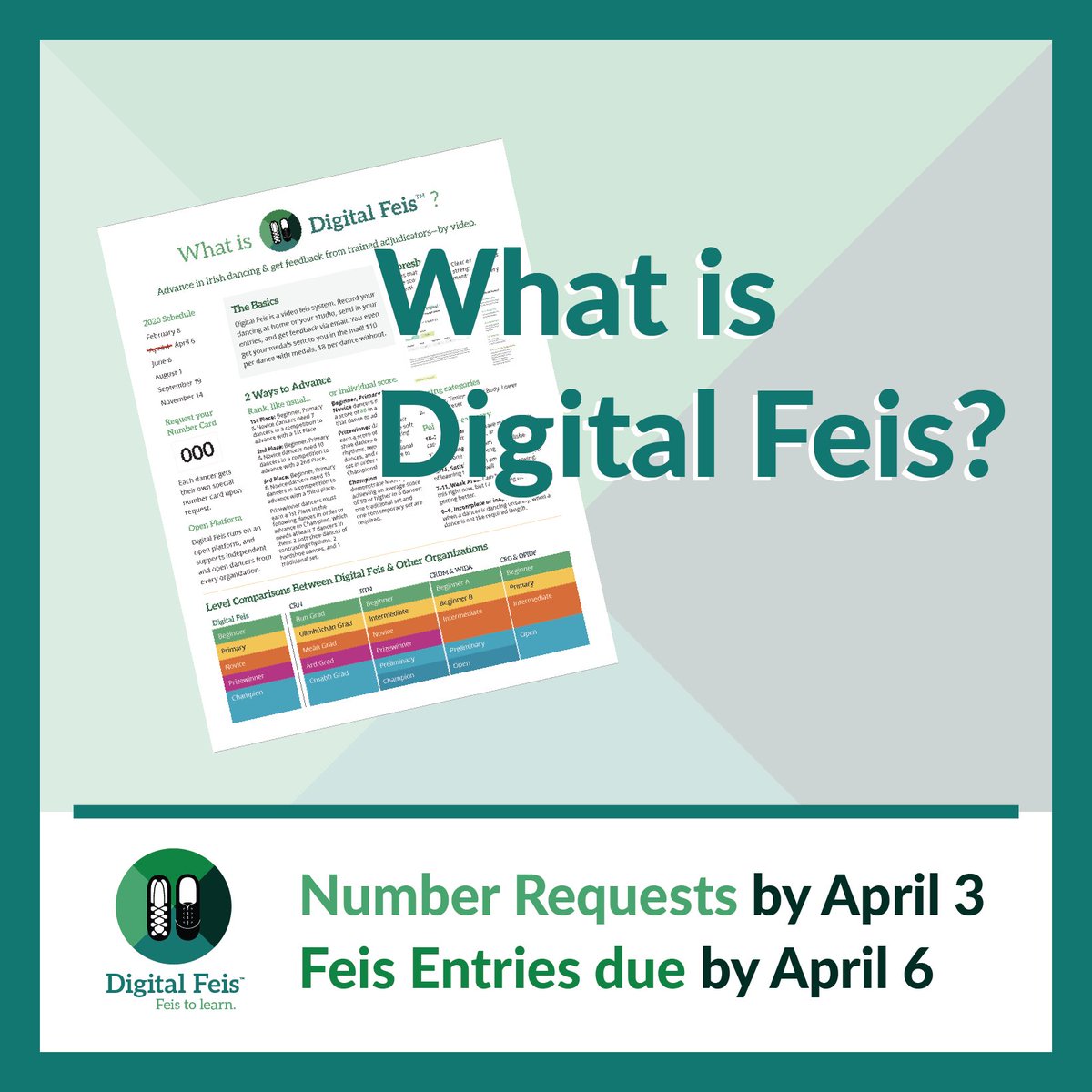 Feis from home by video! Clear feedback, Top 5 medals shipped in the mail. We'll be running Q&amp;As later this week. Join us: digitalfeis.co 

#irishdance #feis #digitalfeis