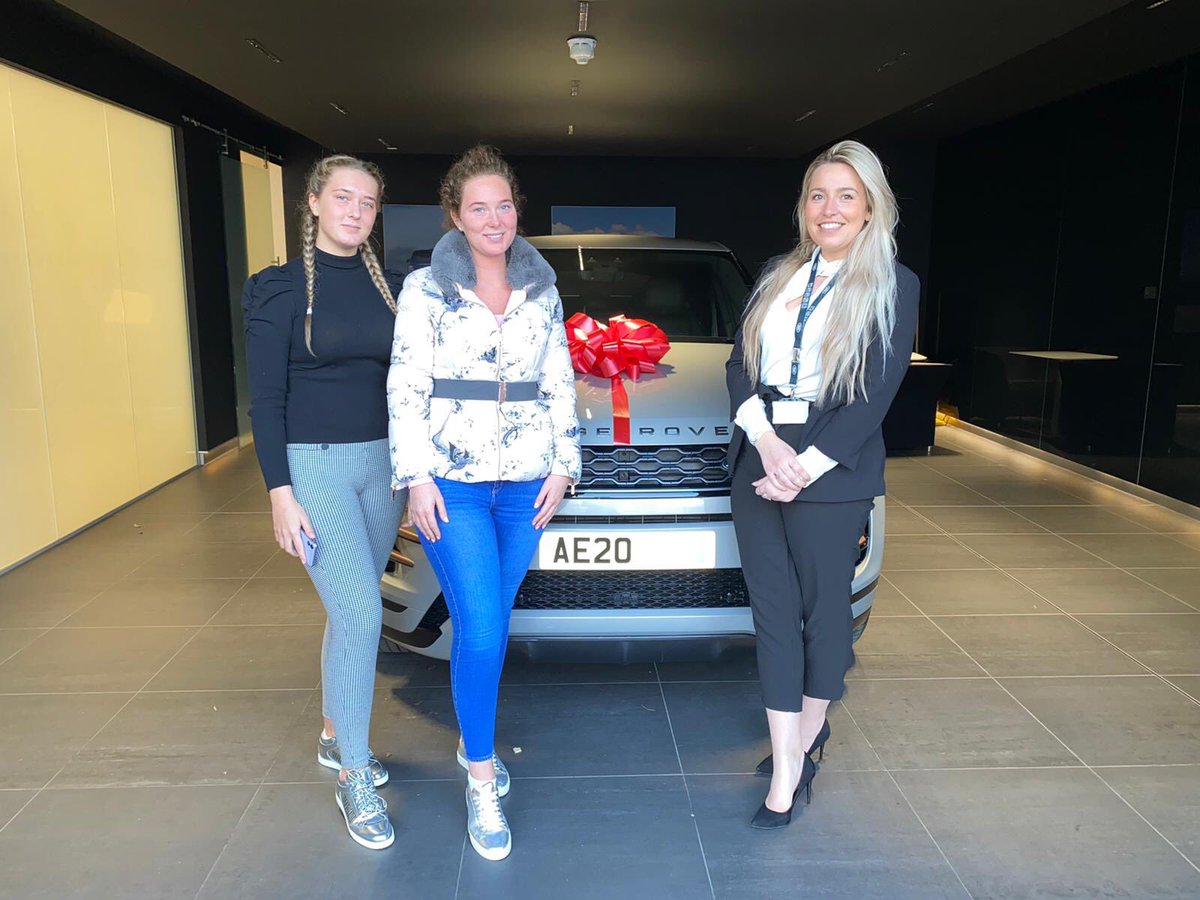 MMGLandRover's tweet photo. #NewCarDay Miss Gaskin collecting her stunning #20Reg #RangeRover Evoque from Carrie Harding, Sales Manager at Marshall #LandRover #Cambridge. Happy, happy, happy! #marshallmoments https://t.co/ZQ8jwRyI2j