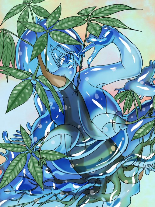 僕は水耕栽培スライムちゃん!
#パキラ 
#スライム娘 