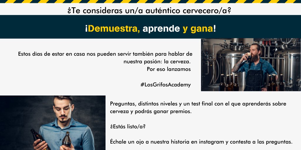 lanzamos #LosGrifosAcademy: preguntas, distintos niveles y un test final con el que aprenderás sobre cerveza y podrás ganar premios. ¿Estás listo/a? Échale un ojo a nuestra historia en instagram y contesta a las preguntas.