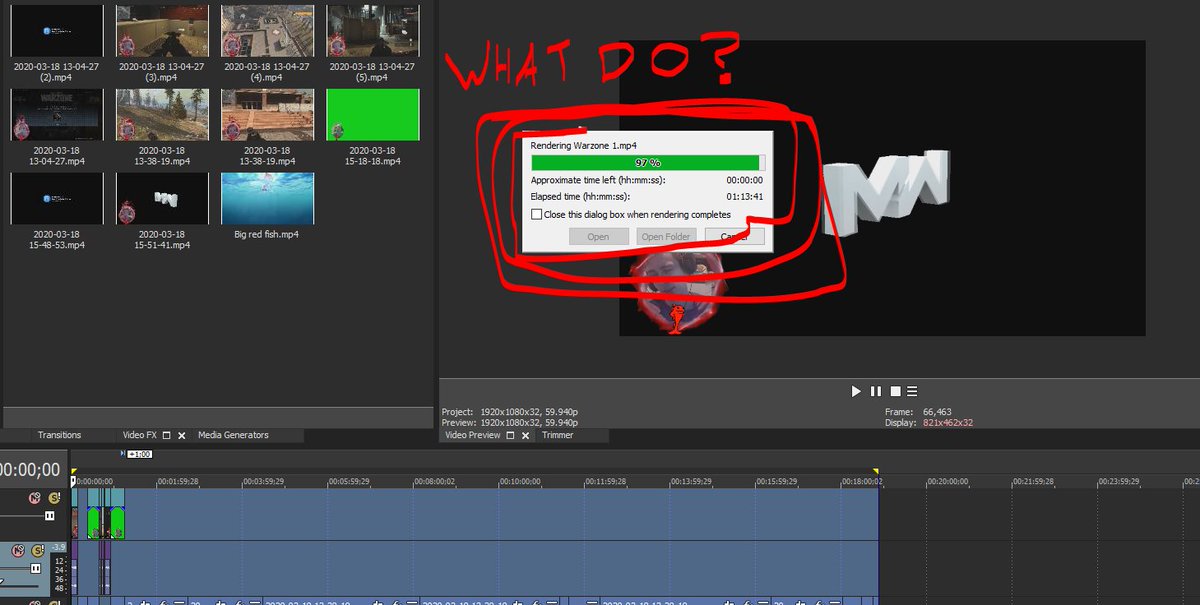 RedfishGames's tweet photo. Can anyone help me out?
Vegas Pro 16 - #SonyVegas - #VegasPro16 - #Editing - #Editor
Video's been stuck on 97% rendered for 45 minutes... https://t.co/19awOLUuSB
