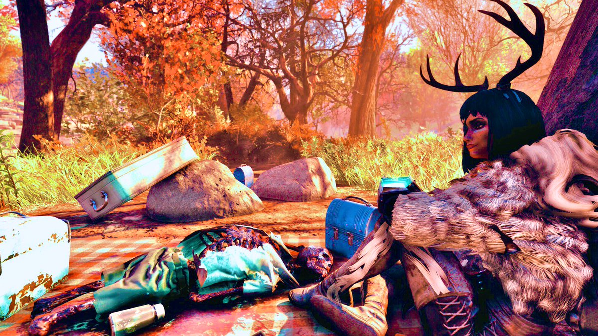 Missus_Meatball's tweet photo. Remember to take a moment to stop, breathe, and enjoy a meal of friends—uh, WITH friends. Yep 🪁
#Fallout #Fallout76 #Xbox #XboxShare #PhotoMode #FalloutPhotoMob #Wastelanderz #ClubFallout #VGPUnite https://t.co/zjh2YQ2ou7