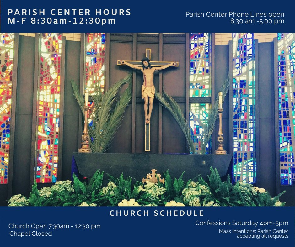 bedecommunity's tweet image. New Church and Parish Center Hours. Stay tuned for more updates.