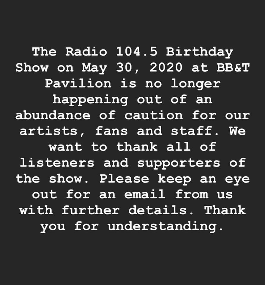 JoshMRadio's tweet photo. Announcement regarding the @Radio1045 13th Birthday Show :( #1045BDay https://t.co/FPdiDhQGSN