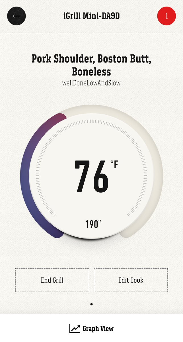 Doomhammer76's tweet image. I picked a new gadget to help with my Grilling/Smoking. First time using it, this is really cool! #iGrillMini is a bluetooth mea thermometer