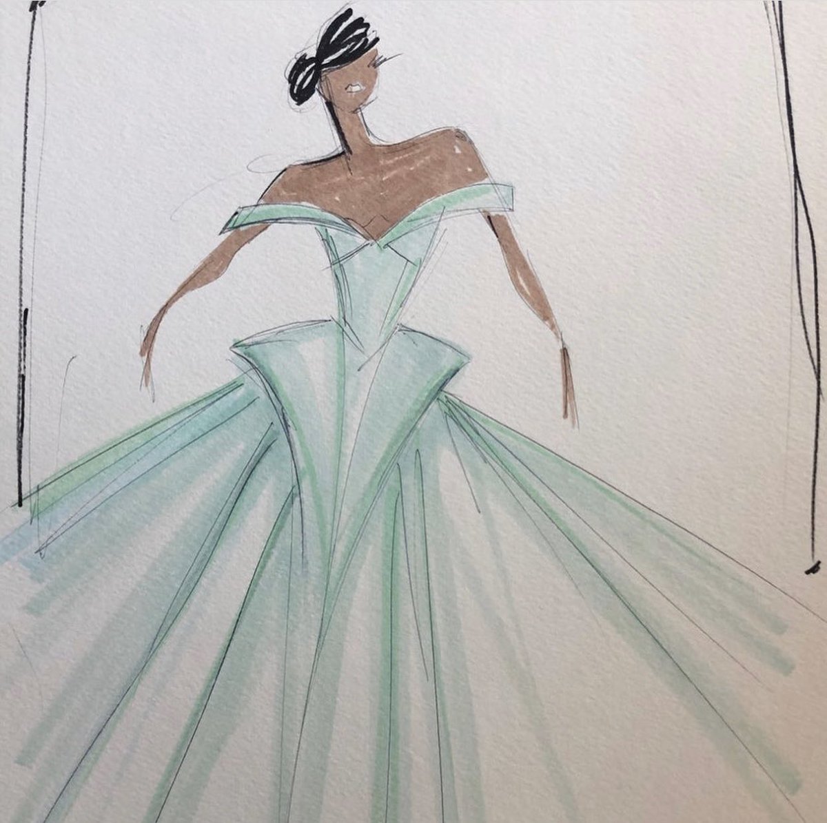 Memorable Moments we live for 💕 <a href="/iamcardib/">Cardi B</a> in custom <a href="/csiriano/">Christian Siriano</a> gown at the 3rd Annual Diamond Ball. Relive the moment with an Original Siriano Sketch. Available now 💌 sales@thecuratednyc.com