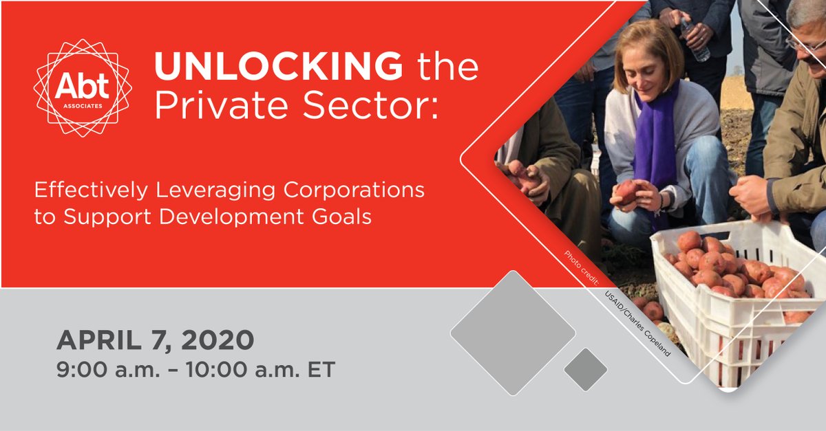 AbtGlobalImpact's tweet photo. Private sector resources are playing an increasingly important role in international development. For our latest webinar, we've invited Abt experts to speak about how corporate partners have enhanced development projects around the globe. Register: https://t.co/18UtkA4Nyh https://t.co/vZRuJIjAFW