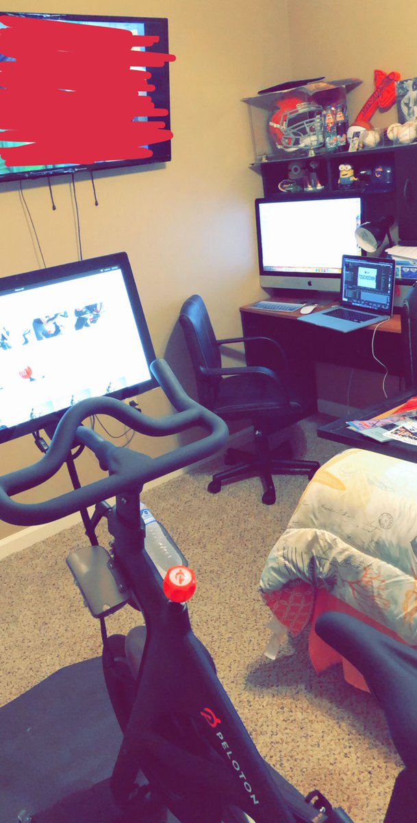 EVJustiniano2's tweet photo. Working from home means I get to jump on the Peloton at lunch #NotHatingThis #IMissSportsThough https://t.co/vgmeXhBjNj