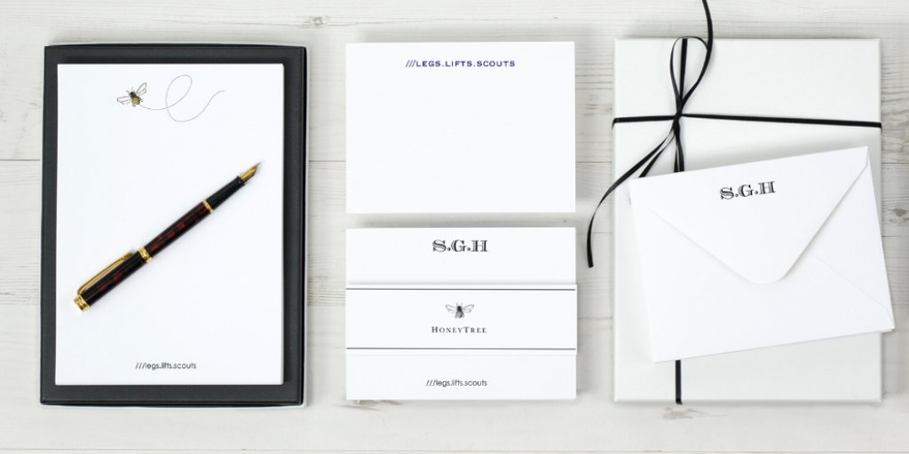 personalised stationery with letterhead reading legs lifts scouts.
