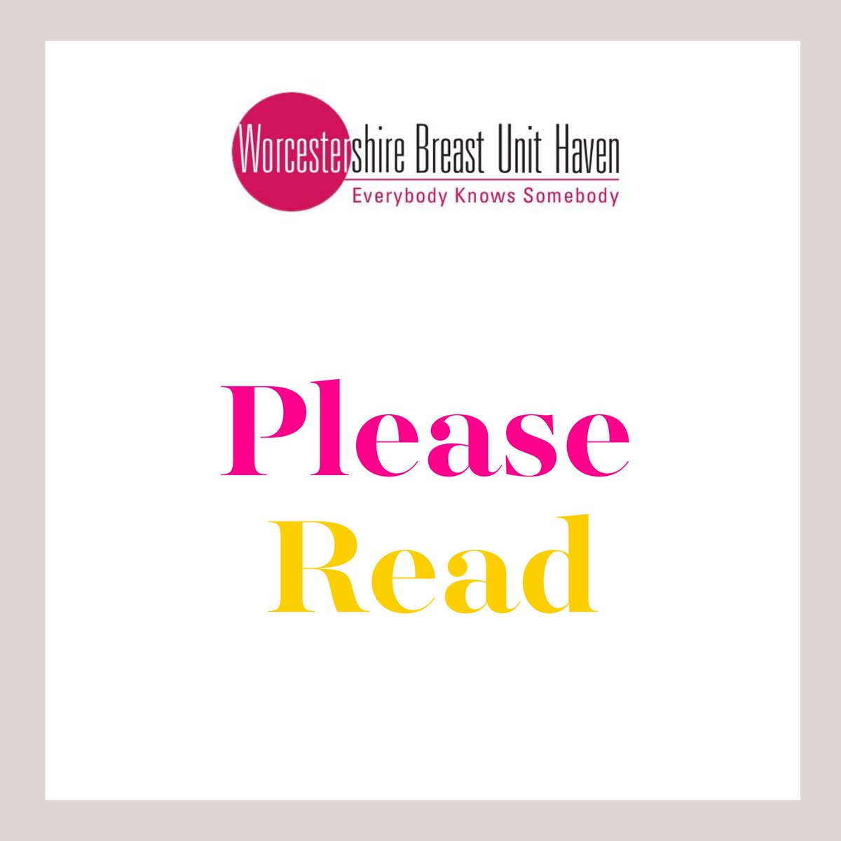 Please email us to arrange. We will continue to review the situation &amp; will reopen as soon as we safely can. Please visit breastcancerhaven.org.uk for regular updates.