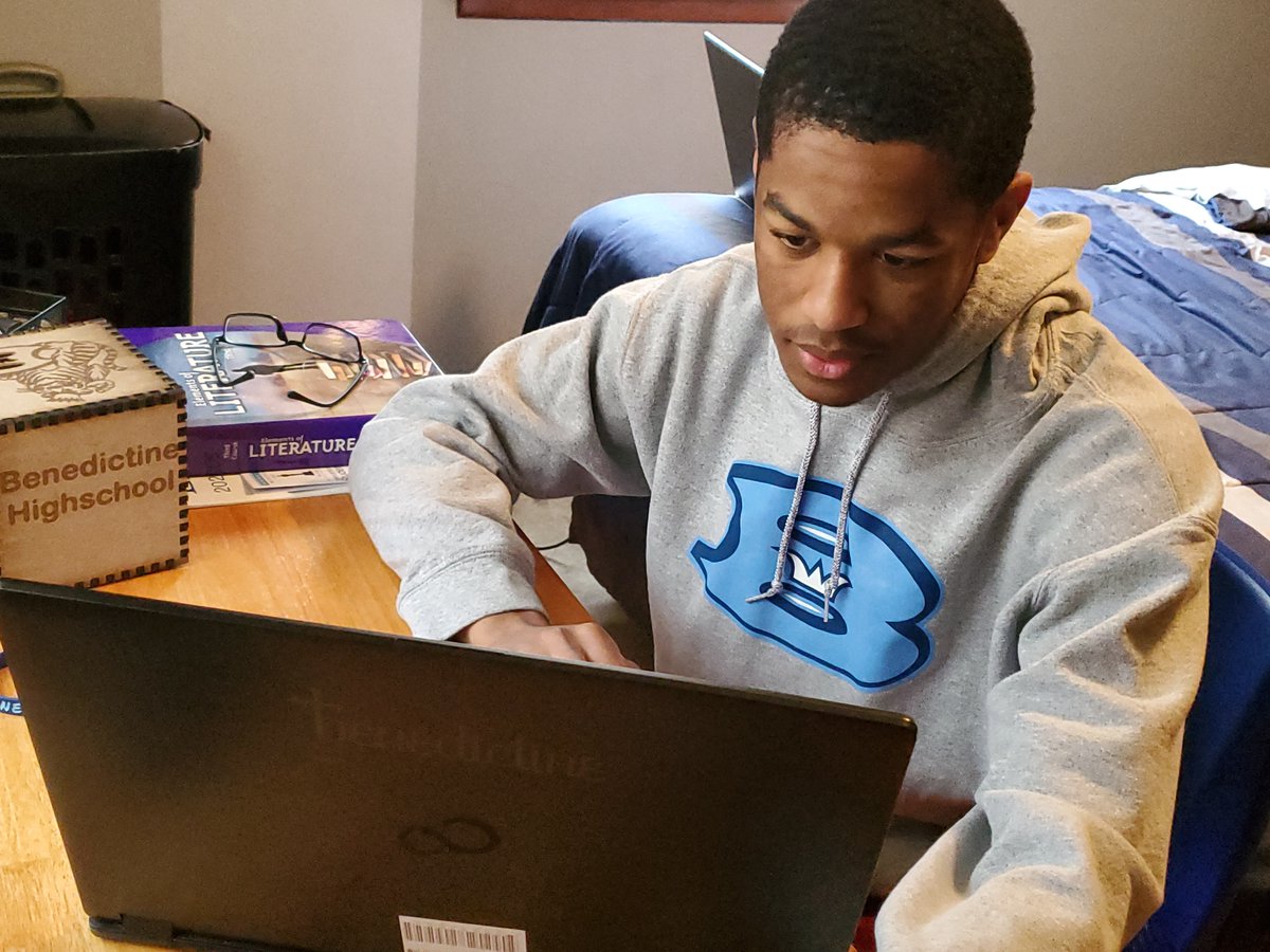 BenedictineHS's tweet photo. As Men of Benedictine, our students know how to handle adversity and adapt to situations that challenge us academically, mentally, and socially.
Mason โ23, Matt 20, and Shaun โ20 are dedicated to their schoolwork remotely!
Stay safe & healthy and do your part to slow the spread https://t.co/eoCIOIlxRe