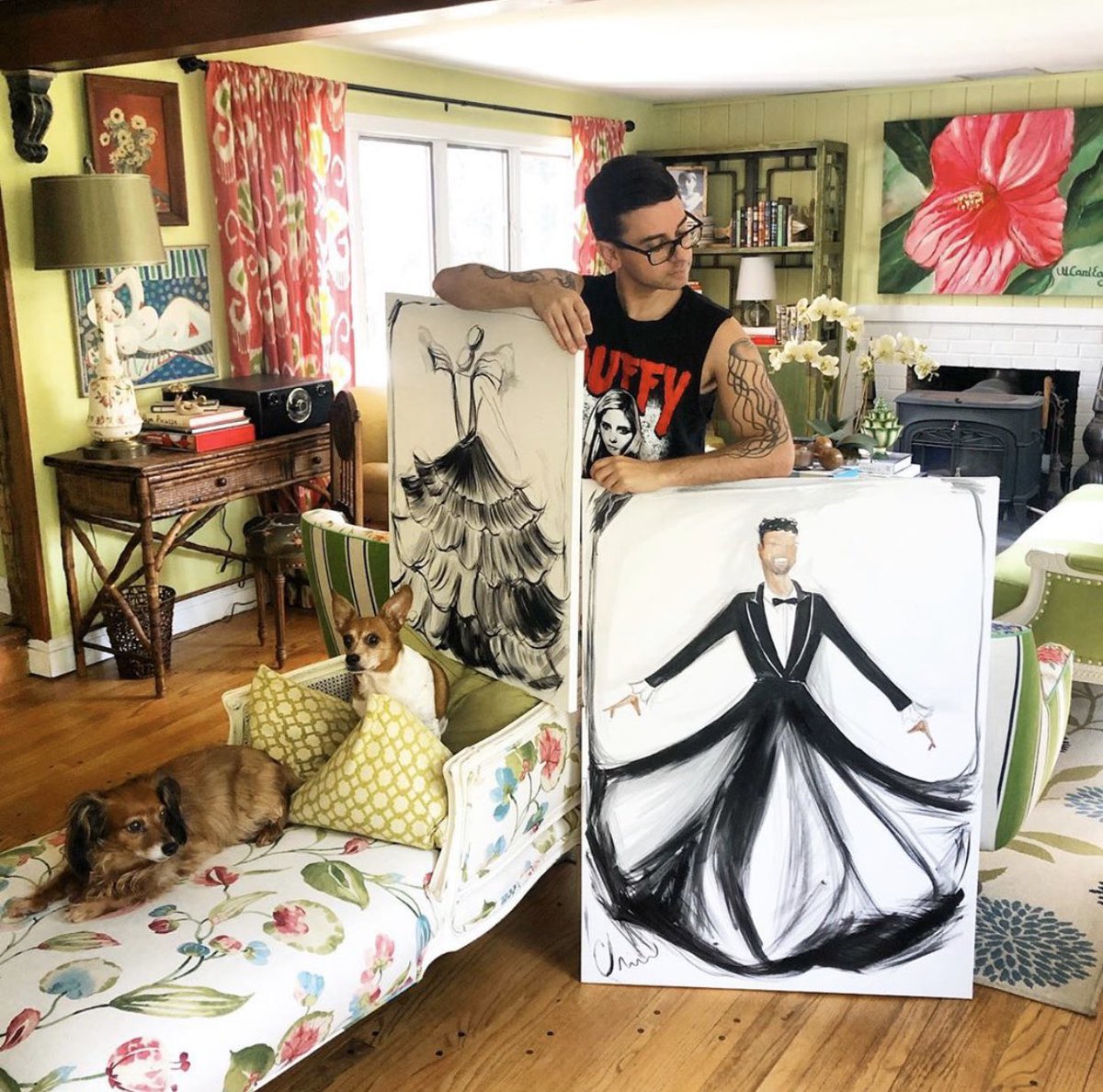 LAST #billyporter painting for a while and it’s a BIG one! All available on ChristianSiriano.com. Thanks to everyone for loving these so much. PS puppies not included. 🐶🎨