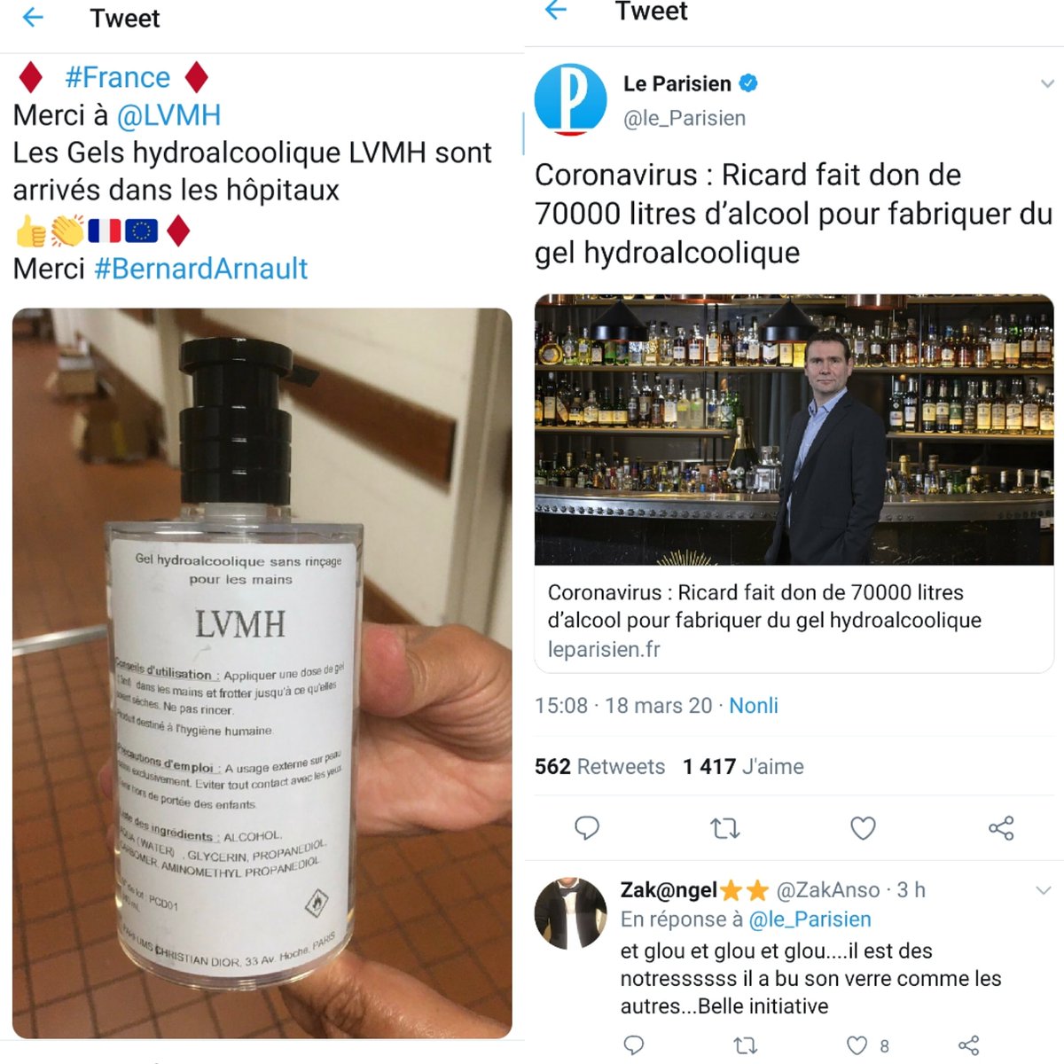 Et vous niveau gel hydroalcoolique, vous êtes plutôt Vuitton ou Ricard ? La France ❤️