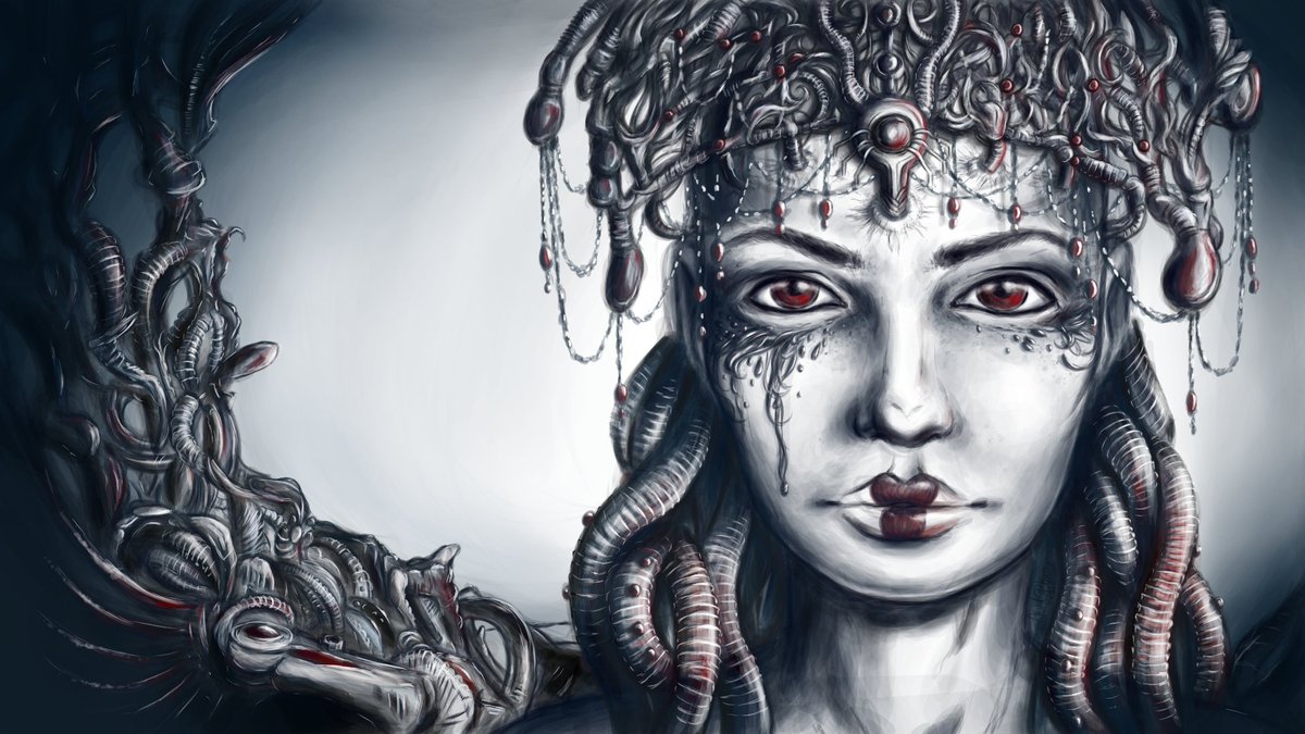 AurielPhoenix's tweet photo. Also forgot to post my finished Comdroid Geisha!
#darkart #darkartwork #darkscifi #geisha #cyborgart #kritaart #kritaartwork #kritaartist #krita #digitalpainting #digitalart #giger #gigeresque #hrgiger #aurielphoenix https://t.co/dI11Rl9UH1