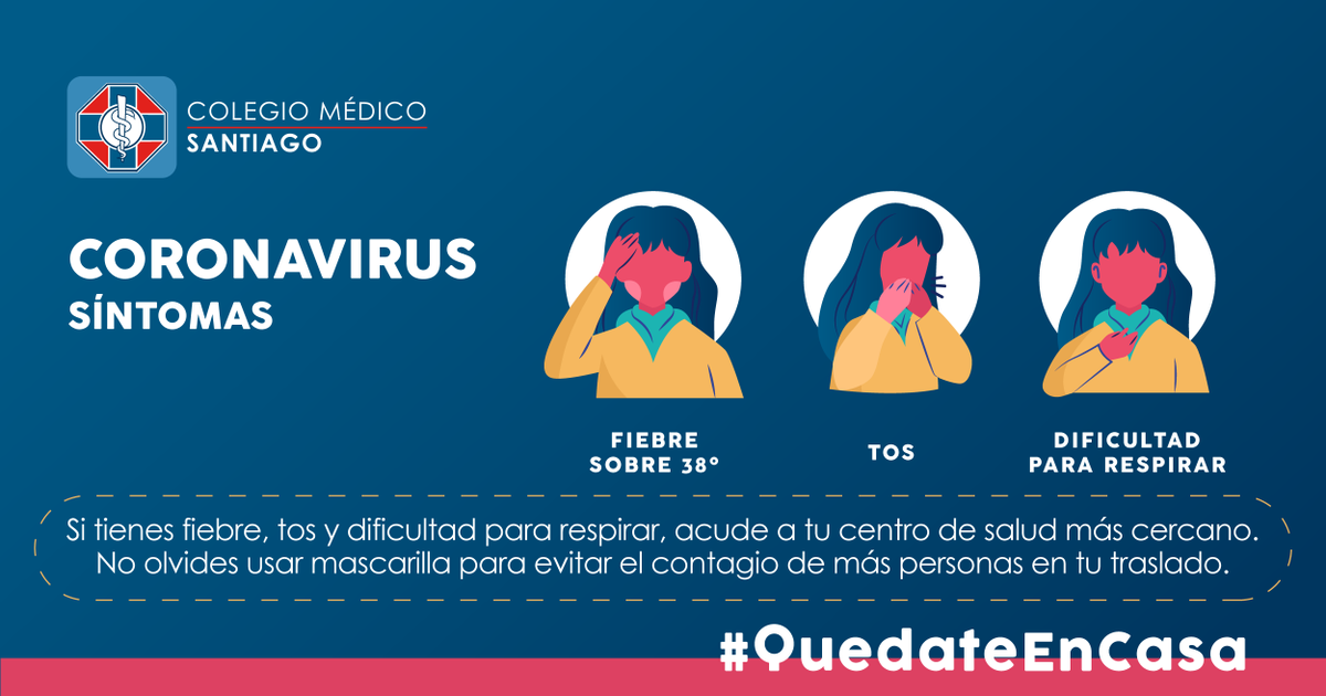 ColMedSantiago's tweet photo. [#COVID19] Es muy importante no congestionar los centros de salud, es por eso que te invitamos a conocer cuáles son los síntomas del #COVID19 y acudir SOLO si es estrictamente necesario.
#ColmedSantiago https://t.co/LdU14QodOo
