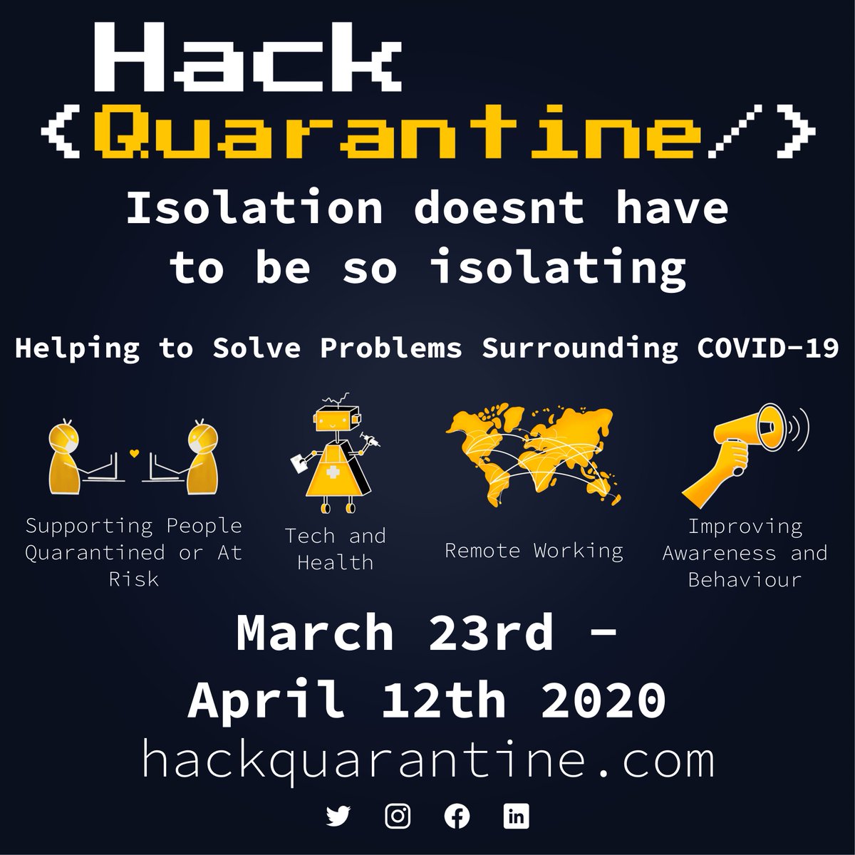 HackQuarantine's tweet photo. @educationgovuk #HackQuarantine is a fully digital invention marathon created by UK students that has gone global! 🌍 

Starting Monday 23rd March, It would be a perfect opportunity for in light of the #schoolclosuresuk 

https://t.co/w0e0uglKur https://t.co/m7y0fVNZHt