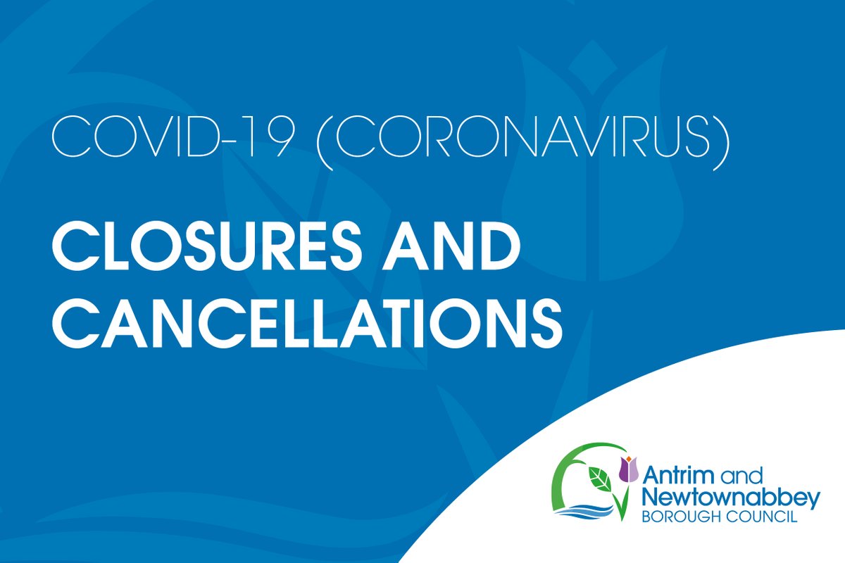 Antrim &amp; Newtownabbey Borough Council will close all leisure, sports and cultural facilities to the public from close of business on 18 March until further notice in response to COVID-19. All events, exhibitions and events are also cancelled. 

More info: bit.ly/33tf13G