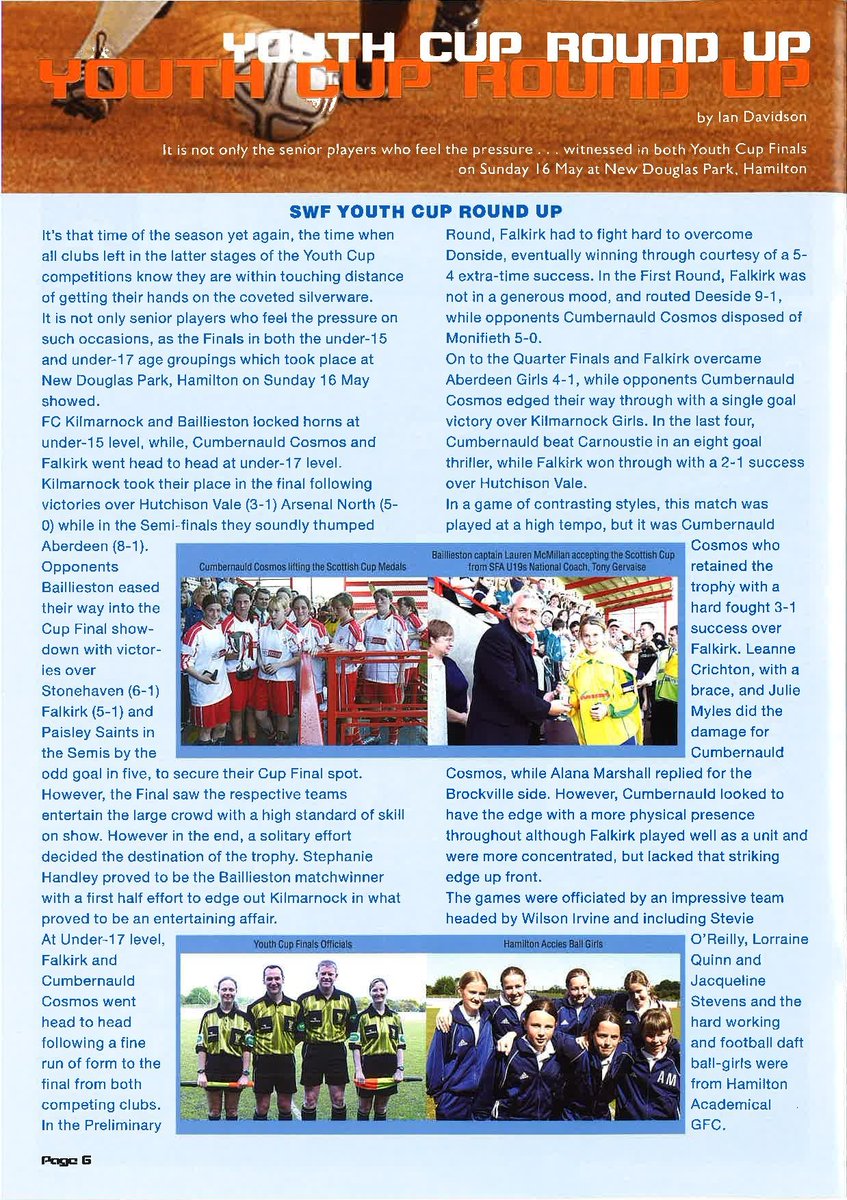 ScotWFootball's tweet photo. Issue 11 reviews the 2003/04 #SWFYouthCup Finals, includes an interview with @JimJam1981, and includes a preview of the #ScottishWomensCup Final between @GlasgowCityFC and @QueensParkLFC β¬ https://t.co/qPQEPywPgR