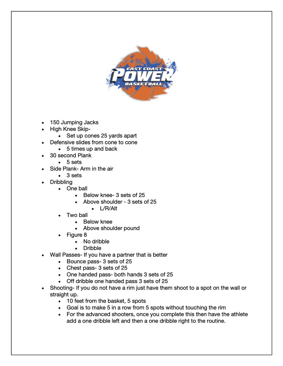 ECPBasketball16's tweet photo. 🗣 ECP Family - here is the next workout for a few days‼️ Share and tag us in your workout videos if posted! Keep working hard and we will be back at it soon 💪🏼#ecpower #family #newopportunity @coach_J_Fisher https://t.co/G0tdC3mzeH