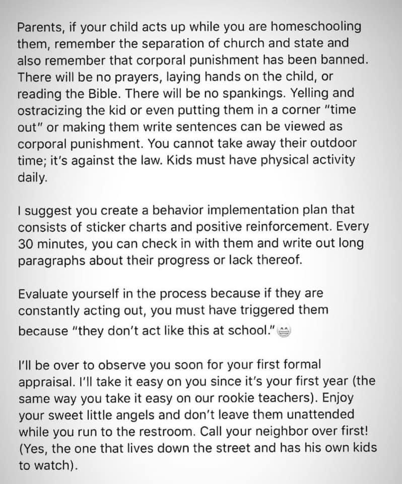Parents about to learn it is THEIR fault their kid acts that way during a lesson.  Also, you can’t hit your kid or yell at them...