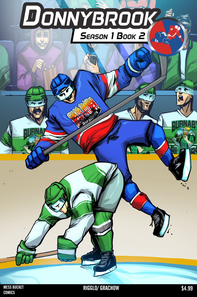 MessBucketComic's tweet image. Getting closer to issue Donnybrook - a Mess Bucket Comics hockey comic series issue 2 people! Check out the cover featuring a sick hip check by #darrenmccarty team, Burnaby Blazers, on @BrianCOHalloran team Hells Kitchen Heathens. #hipcheck #hockey #donnybrook #hockeycomics